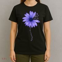 Wo Esophageal Cancer Awareness Sunflower Periwinkle ribbon T-Shirt thumb 4