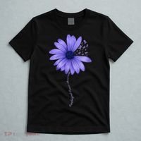 Wo Esophageal Cancer Awareness Sunflower Periwinkle ribbon T-Shirt thumb 5