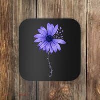 Wo Esophageal Cancer Awareness Sunflower Periwinkle ribbon Coaster thumb 0