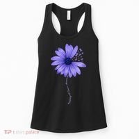 Wo Esophageal Cancer Awareness Sunflower Periwinkle ribbon Women's Tank Top thumb 0