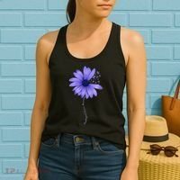 Wo Esophageal Cancer Awareness Sunflower Periwinkle ribbon Women's Tank Top thumb 2