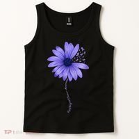 Wo Esophageal Cancer Awareness Sunflower Periwinkle ribbon Tank Top thumb 2