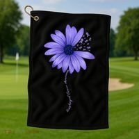 Wo Esophageal Cancer Awareness Sunflower Periwinkle ribbon Golf Towel thumb 1
