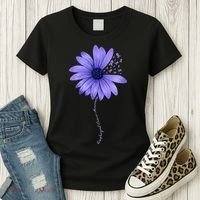 Wo Esophageal Cancer Awareness Sunflower Periwinkle ribbon Women's T-Shirt thumb 3