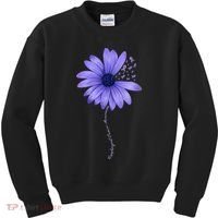 Wo Esophageal Cancer Awareness Sunflower Periwinkle ribbon Kids Sweatshirt thumb 0