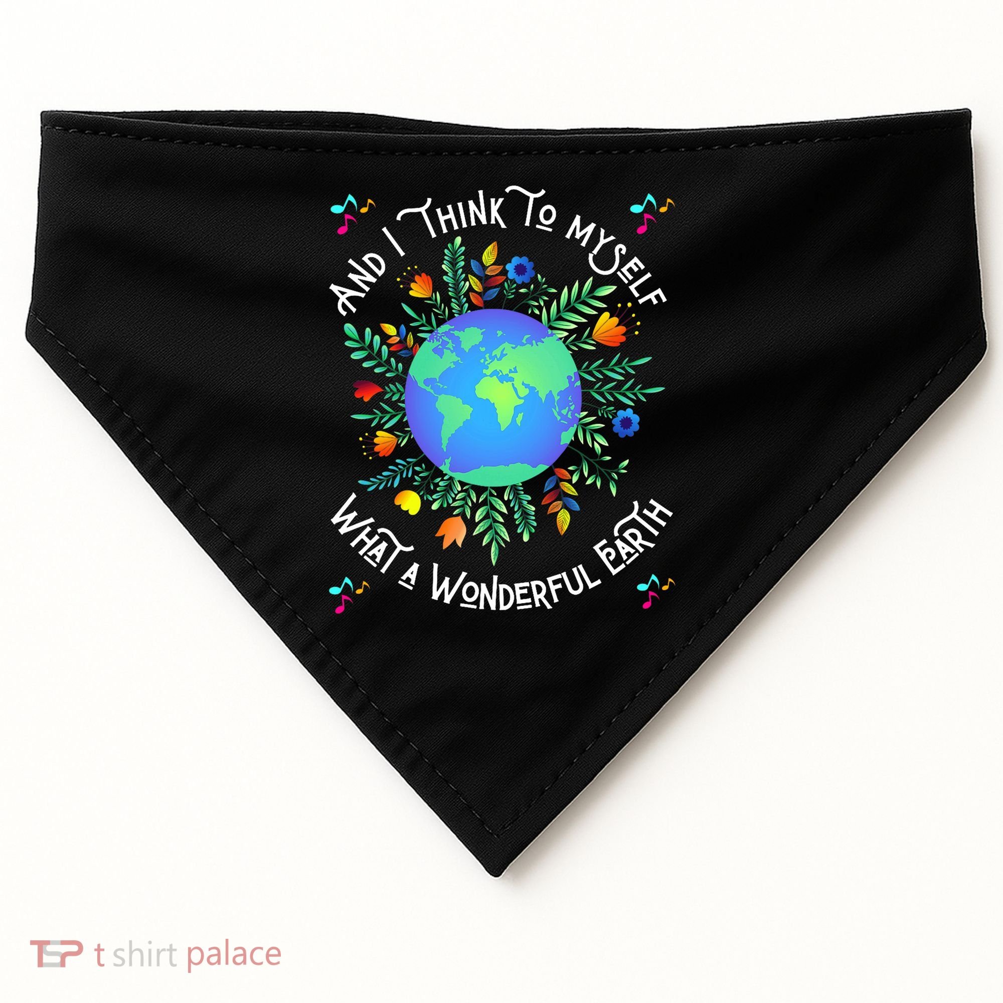 Wonderful Earth Cute Groovy Earth Day Retro Tie Dye Earth USA-Made Doggie Bandana