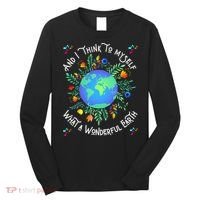 Wonderful Earth Cute Groovy Earth Day Retro Tie Dye Earth Long Sleeve Shirt thumb 0