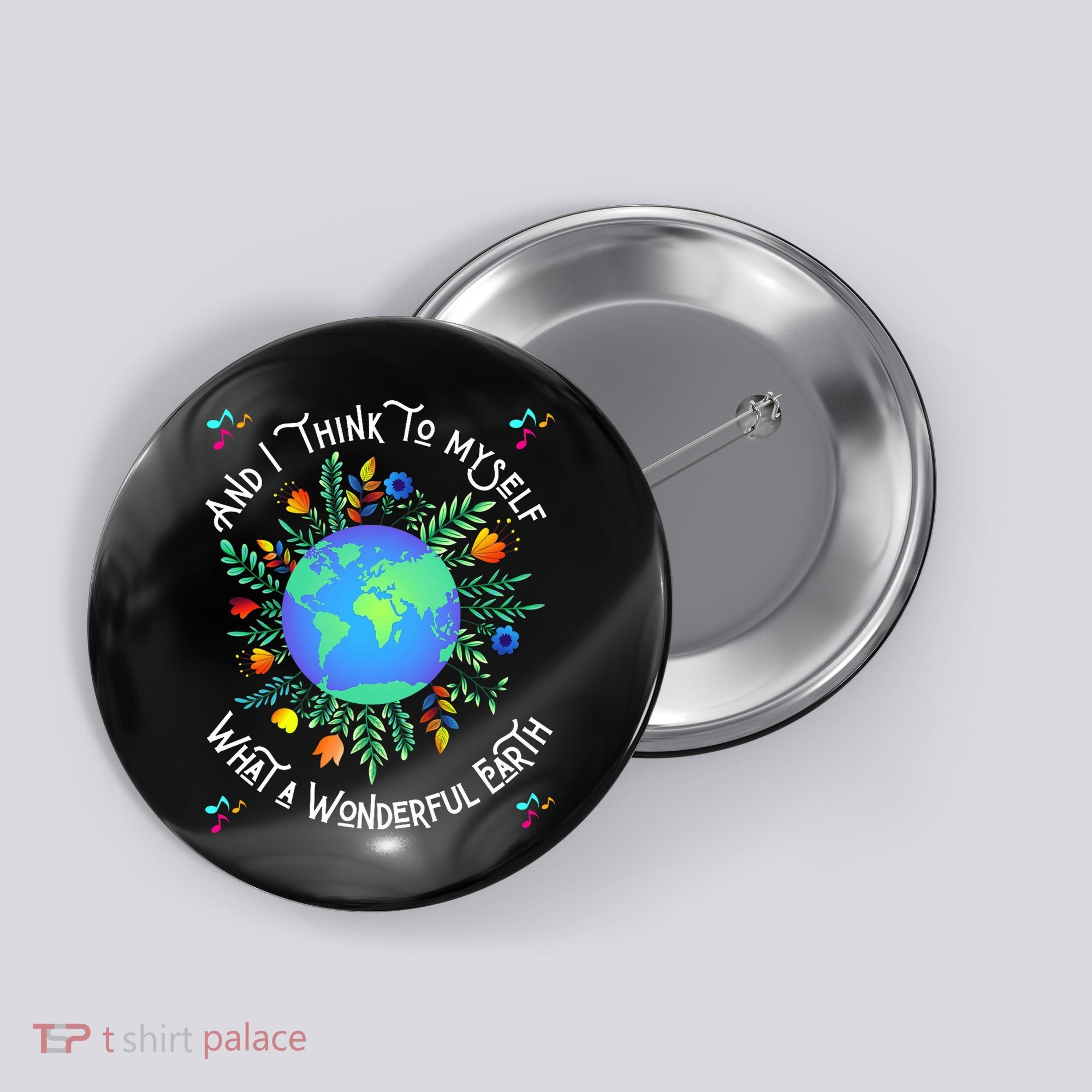 Wonderful Earth Cute Groovy Earth Day Retro Tie Dye Earth Button