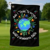 Wonderful Earth Cute Groovy Earth Day Retro Tie Dye Earth Golf Towel thumb 1