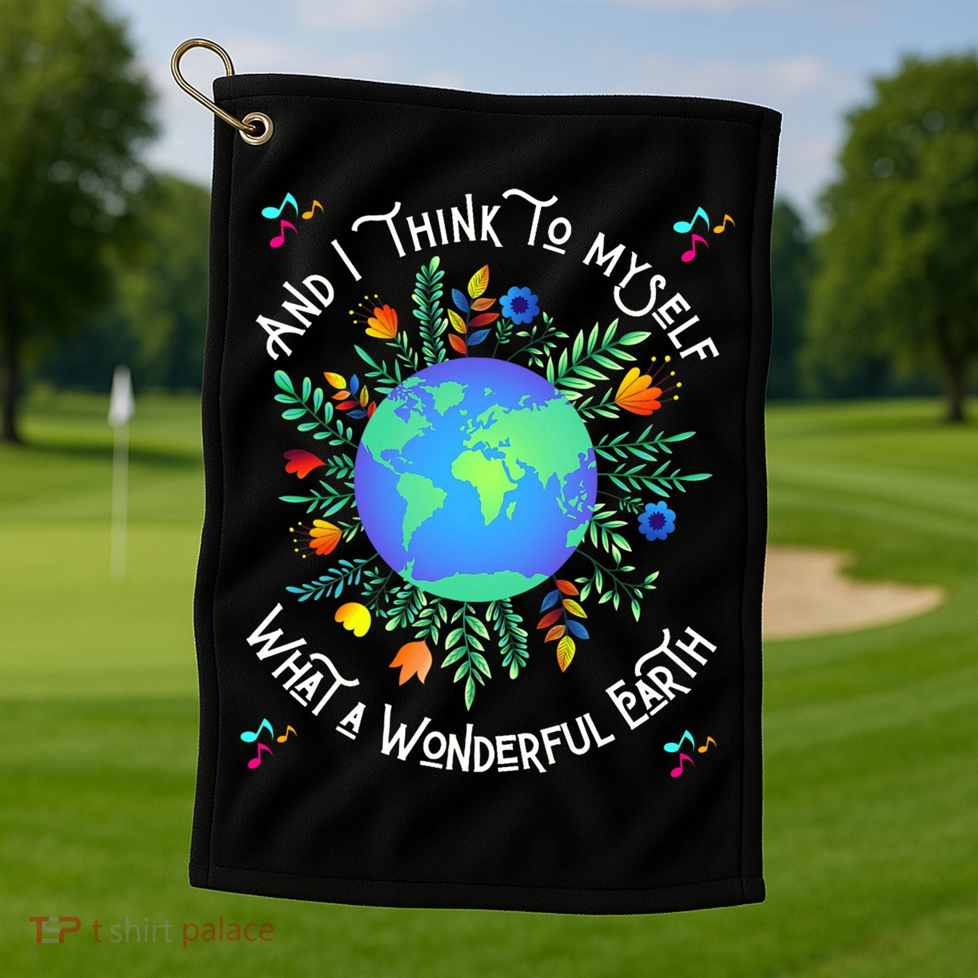 Wonderful Earth Cute Groovy Earth Day Retro Tie Dye Earth Golf Towel