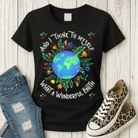 Wonderful Earth Cute Groovy Earth Day Retro Tie Dye Earth Women's T-Shirt thumb 3