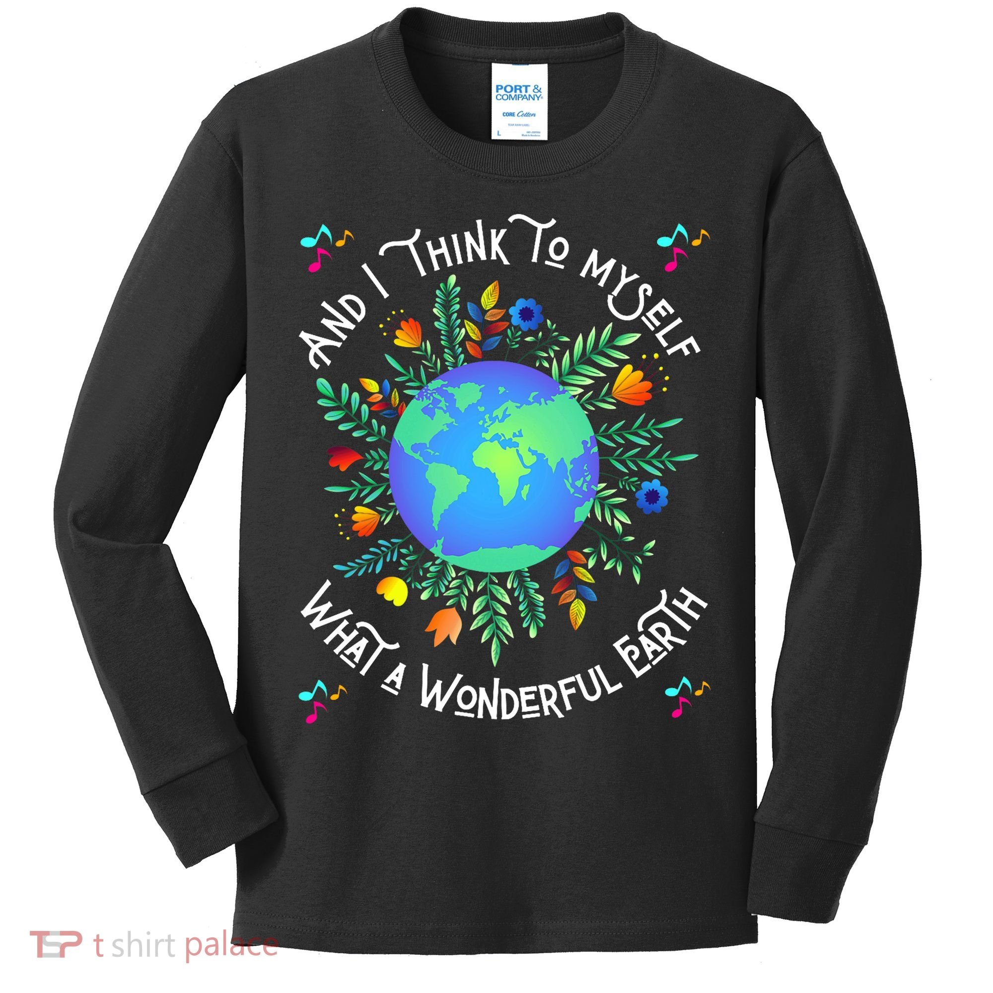 Wonderful Earth Cute Groovy Earth Day Retro Tie Dye Earth Kids Long Sleeve Shirt