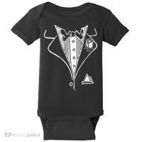 Wedding Prom Rose Tux Tuxedo Baby Bodysuit thumb 0