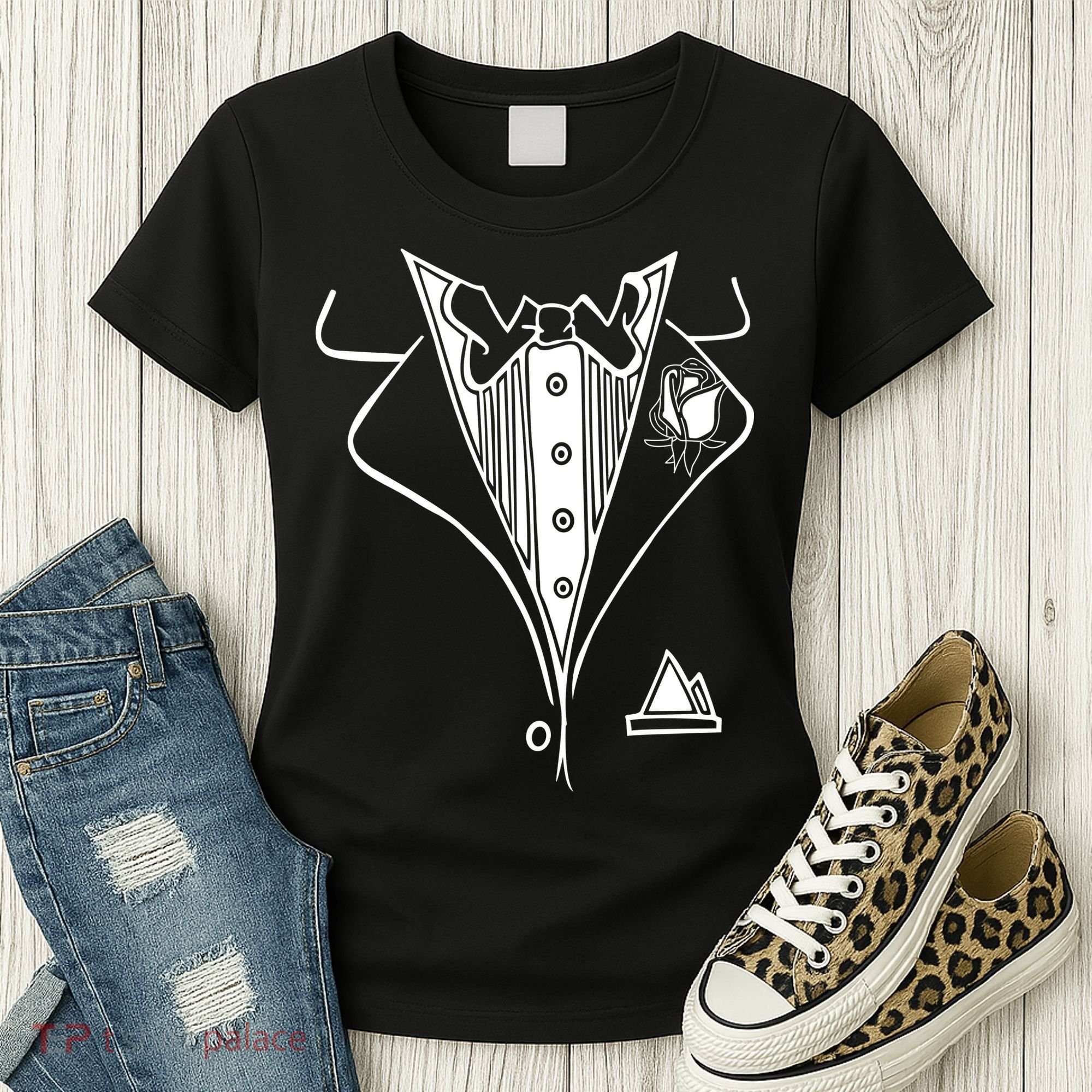 Wedding Prom Rose Tux Tuxedo Women's T-Shirt