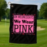 Wednesdays We Wear Pink Breast Cancer Golf Towel thumb 1