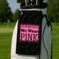 Wednesdays We Wear Pink Breast Cancer Golf Towel thumb 2