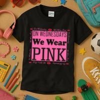 Wednesdays We Wear Pink Breast Cancer Kids T-Shirt thumb 3