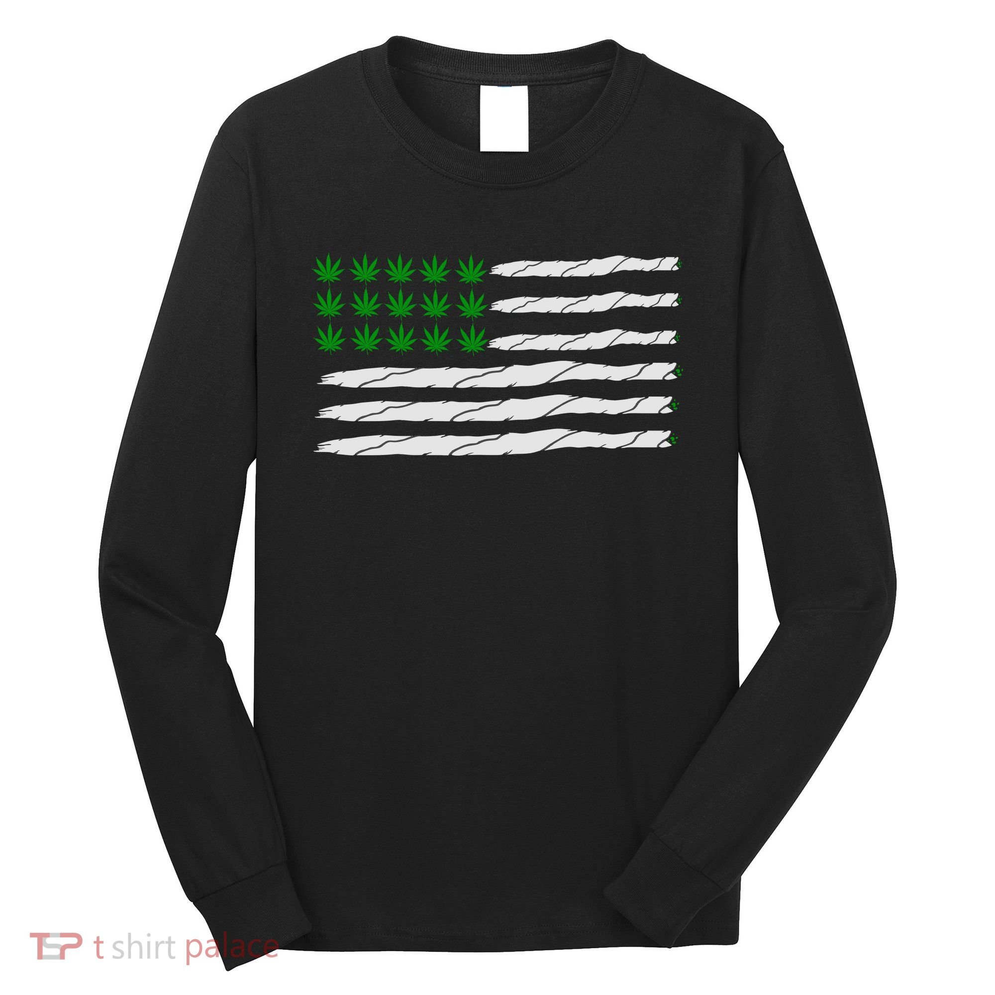 Weed American Flag Long Sleeve Shirt