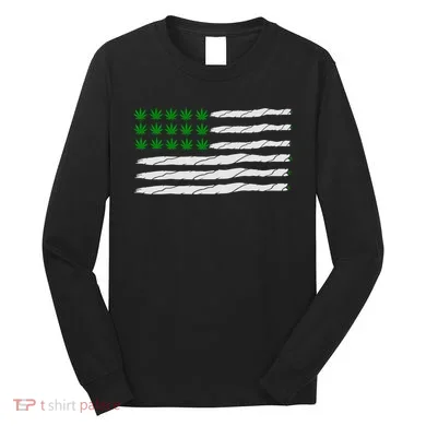 Weed American Flag Long Sleeve Shirt