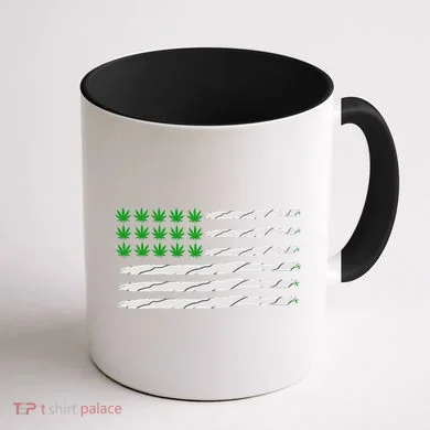 Weed American Flag Coffee Mug back