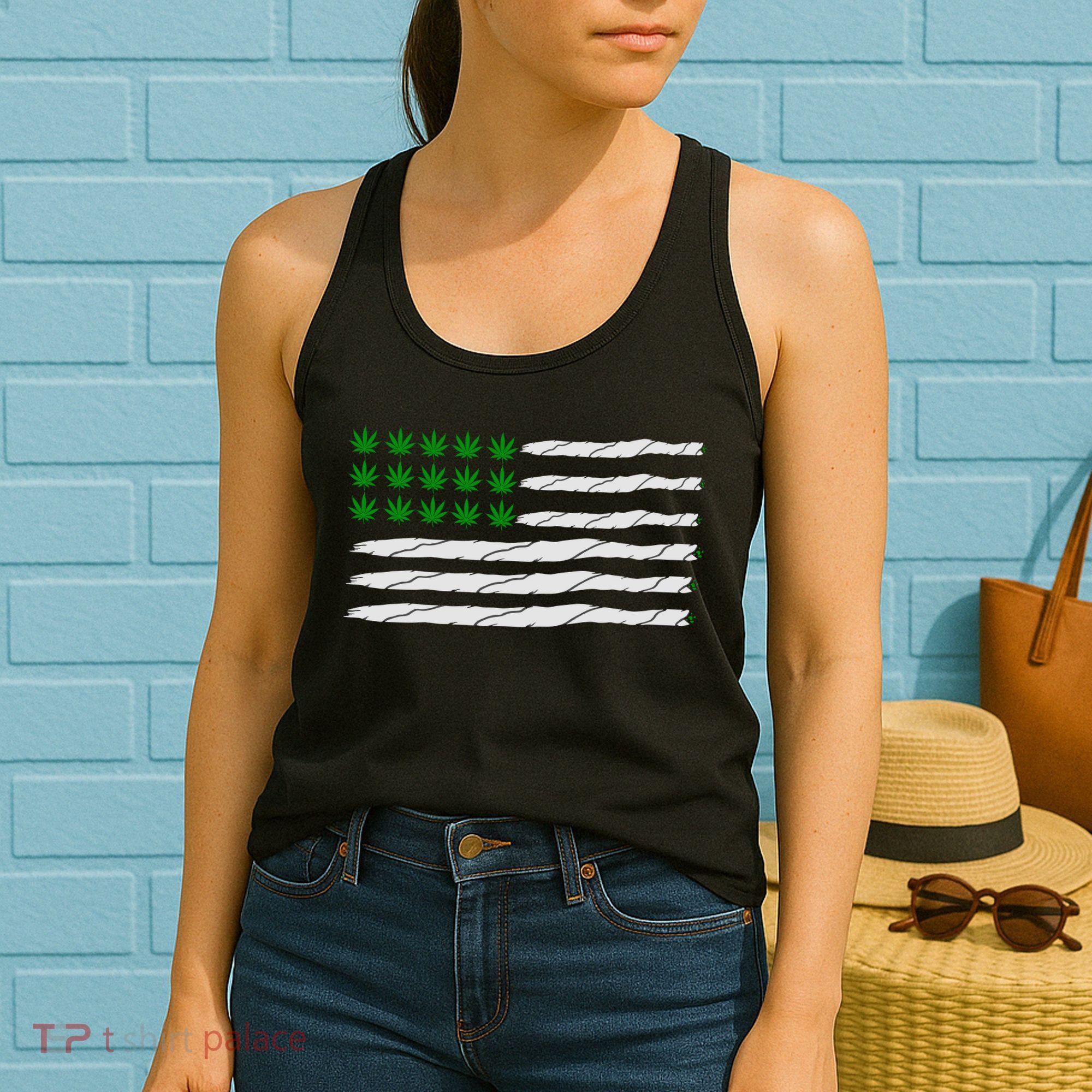 Weed American Flag Women's Tank Top