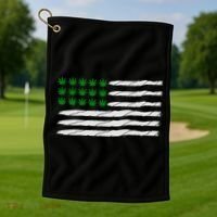 Weed American Flag Golf Towel thumb 1