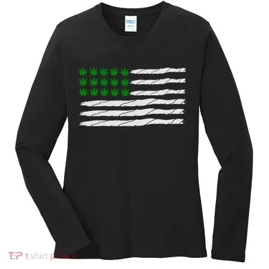 Weed American Flag Women's Long Sleeve Shirt