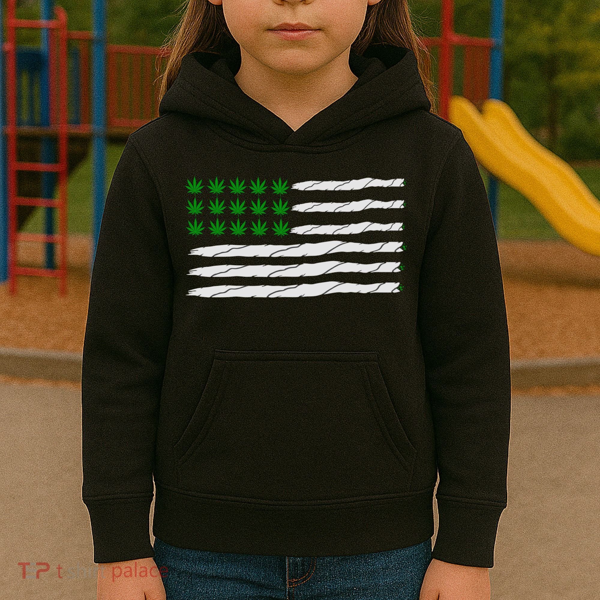 Weed American Flag Kids Hoodie