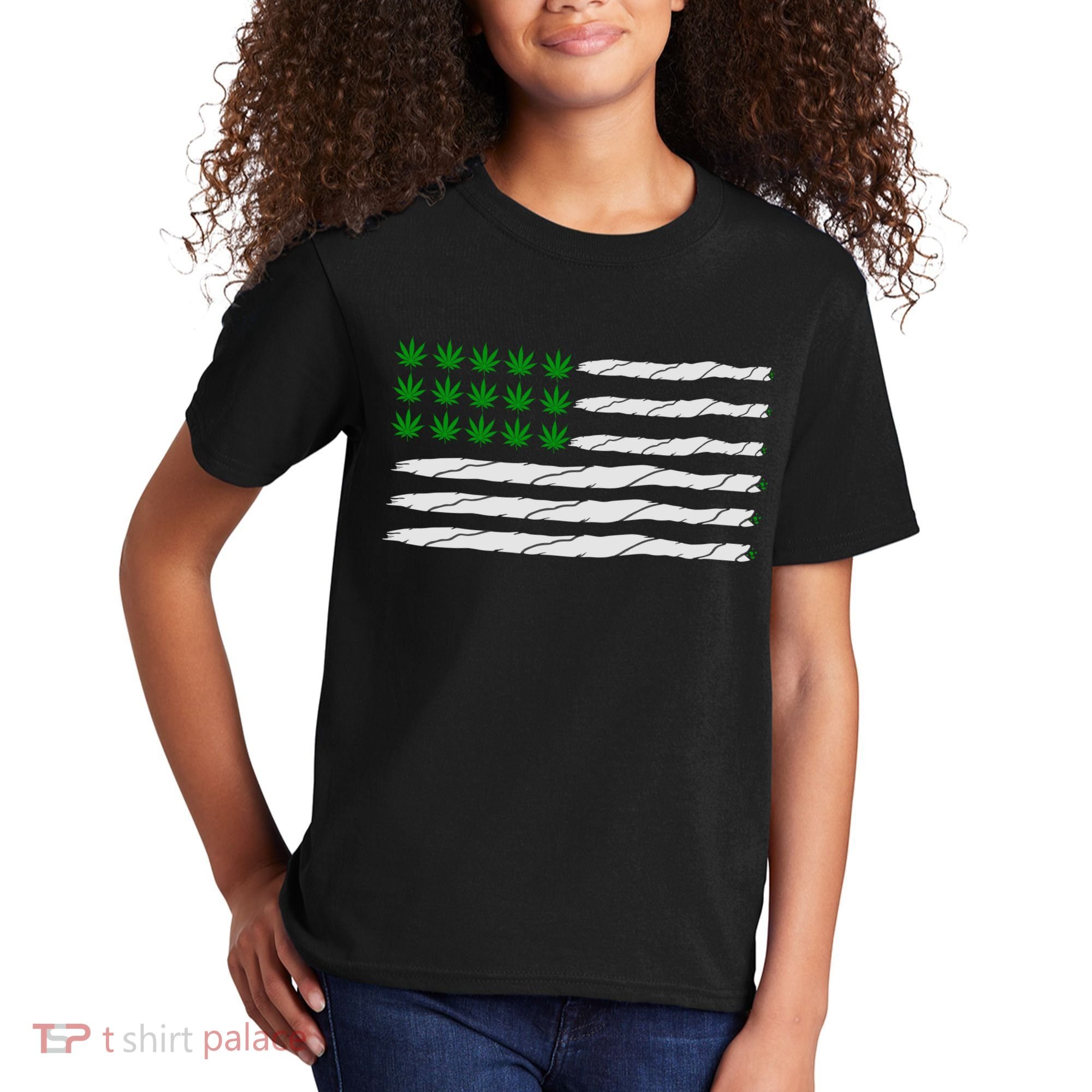 Weed American Flag Kids T-Shirt