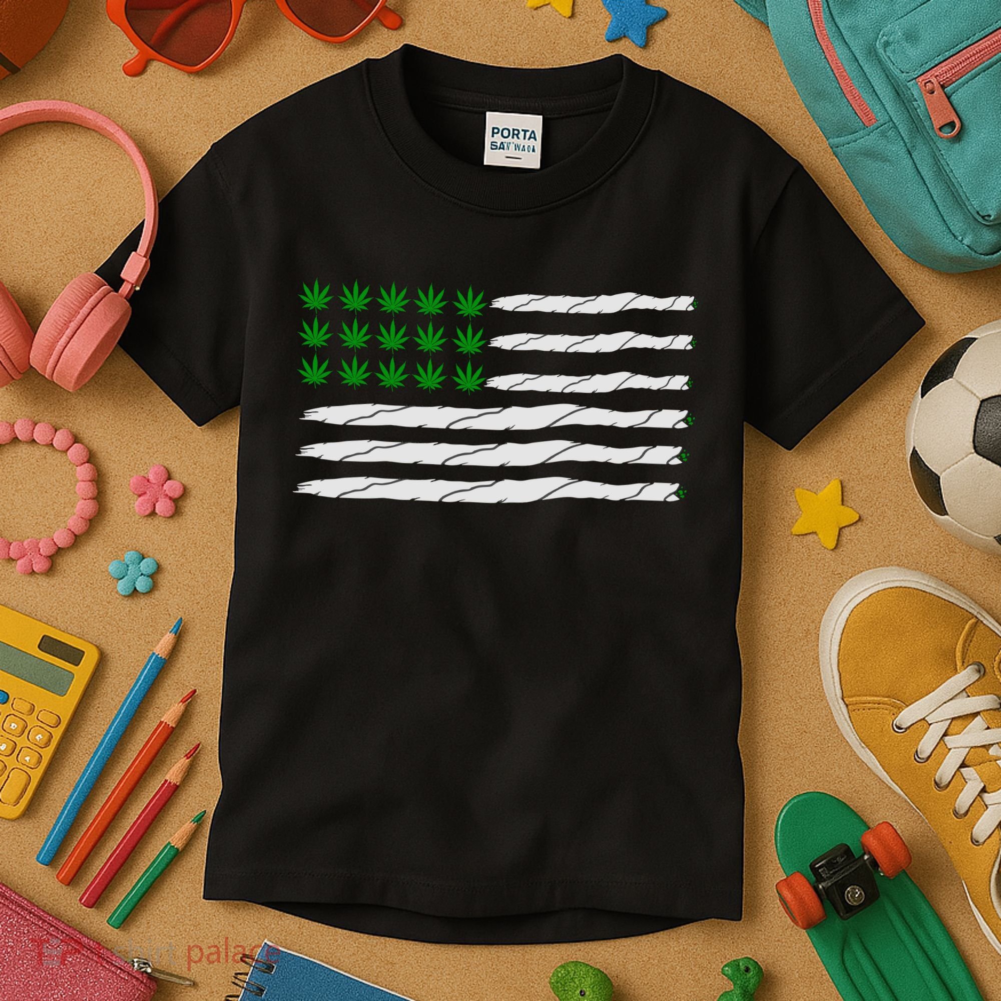 Weed American Flag Kids T-Shirt
