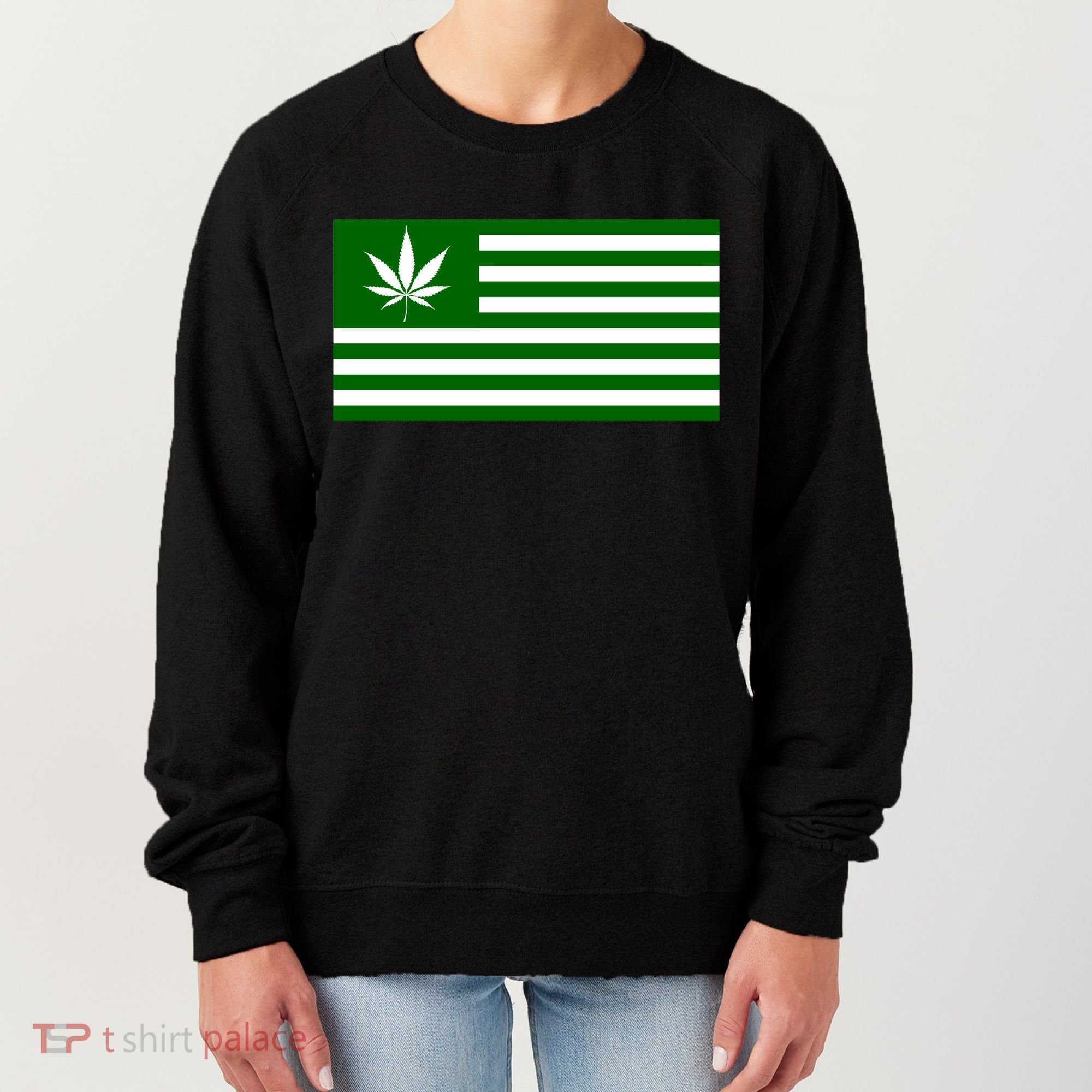 Weed Green America Flag Women's Sweatshirt