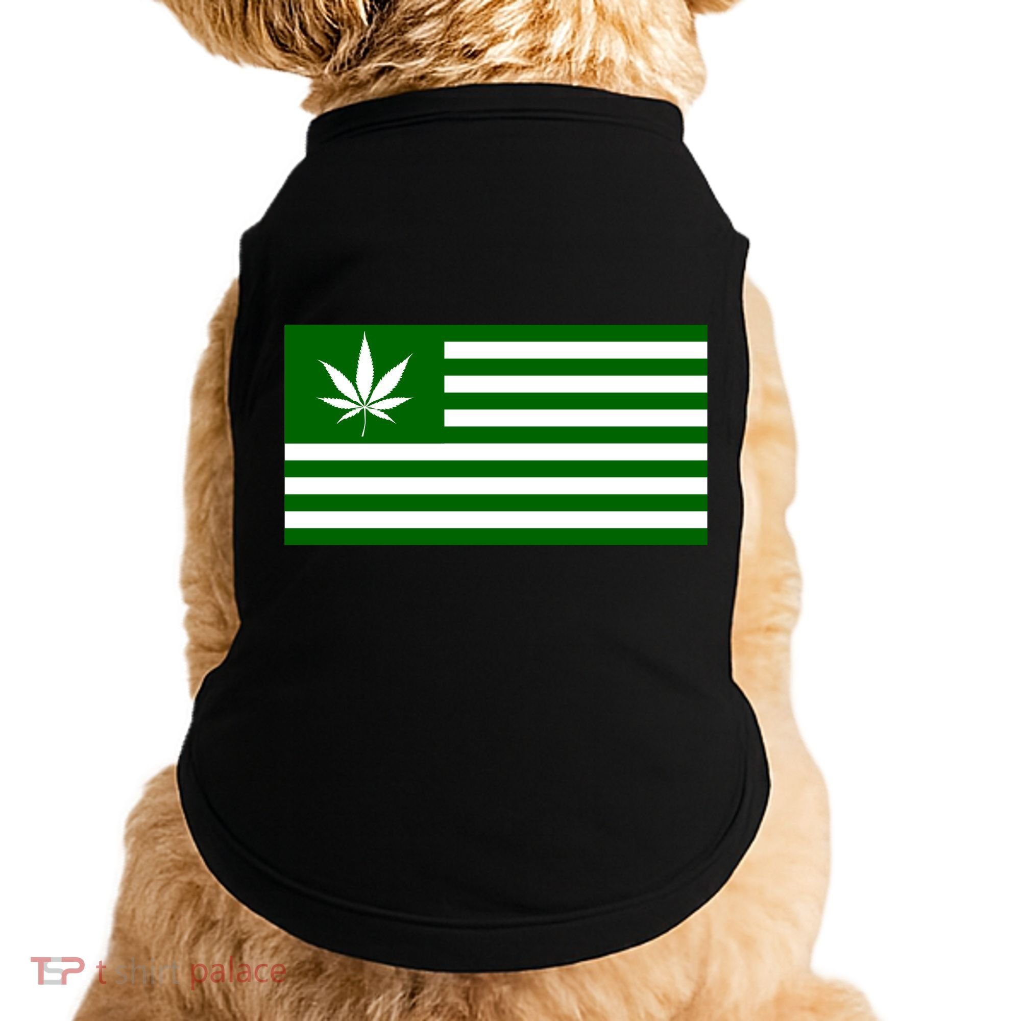 Weed Green America Flag Doggie Tank