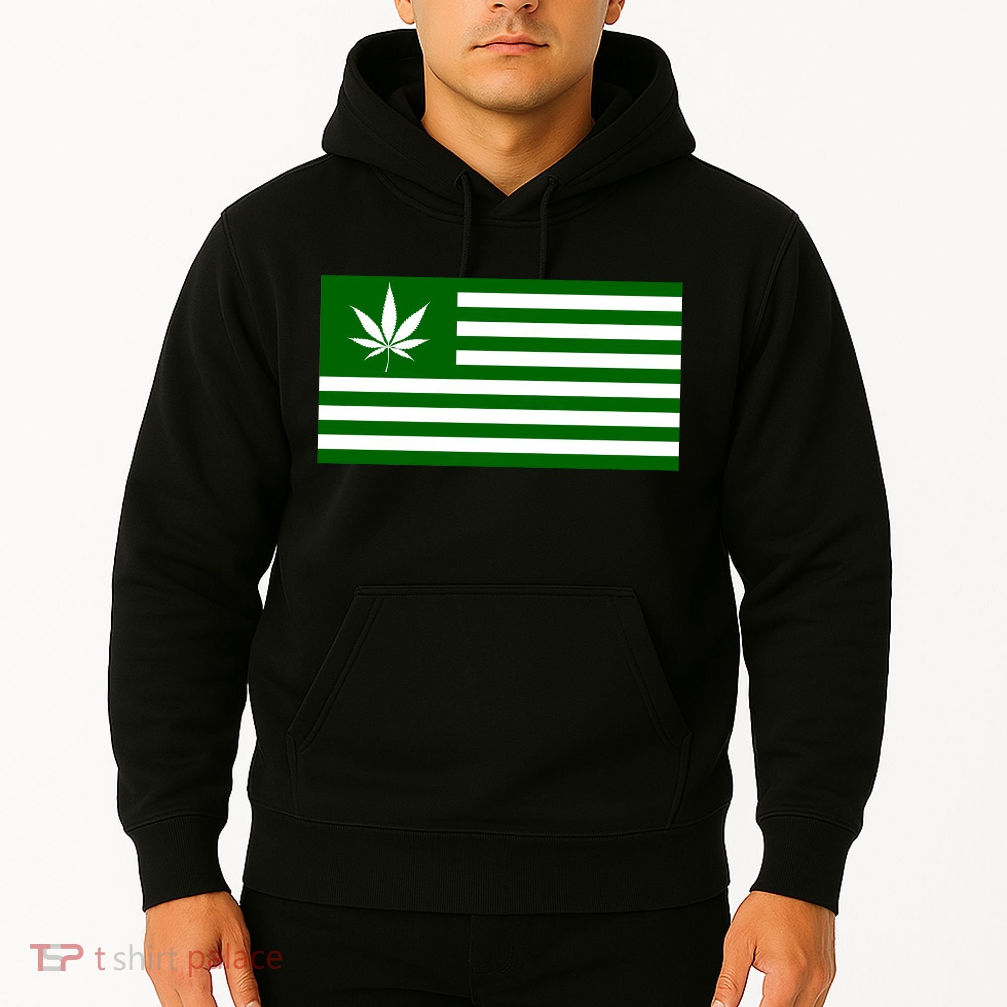 Weed Green America Flag Hoodie