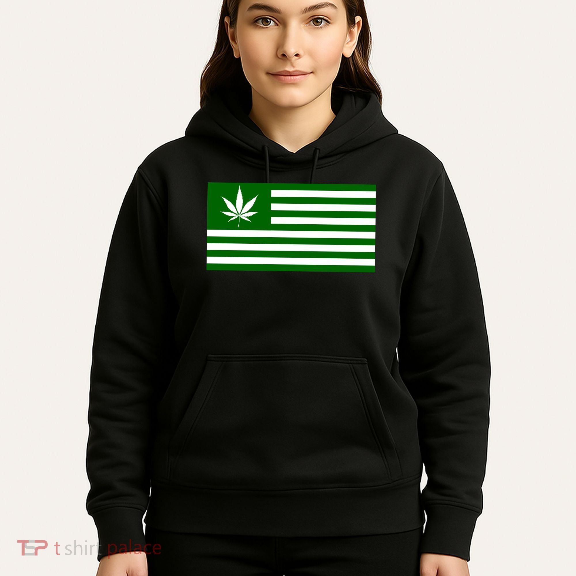 Weed Green America Flag Hoodie