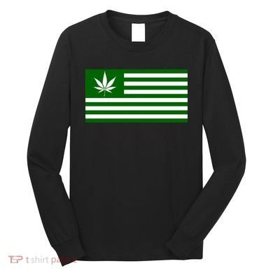 Weed Green America Flag Long Sleeve Shirt
