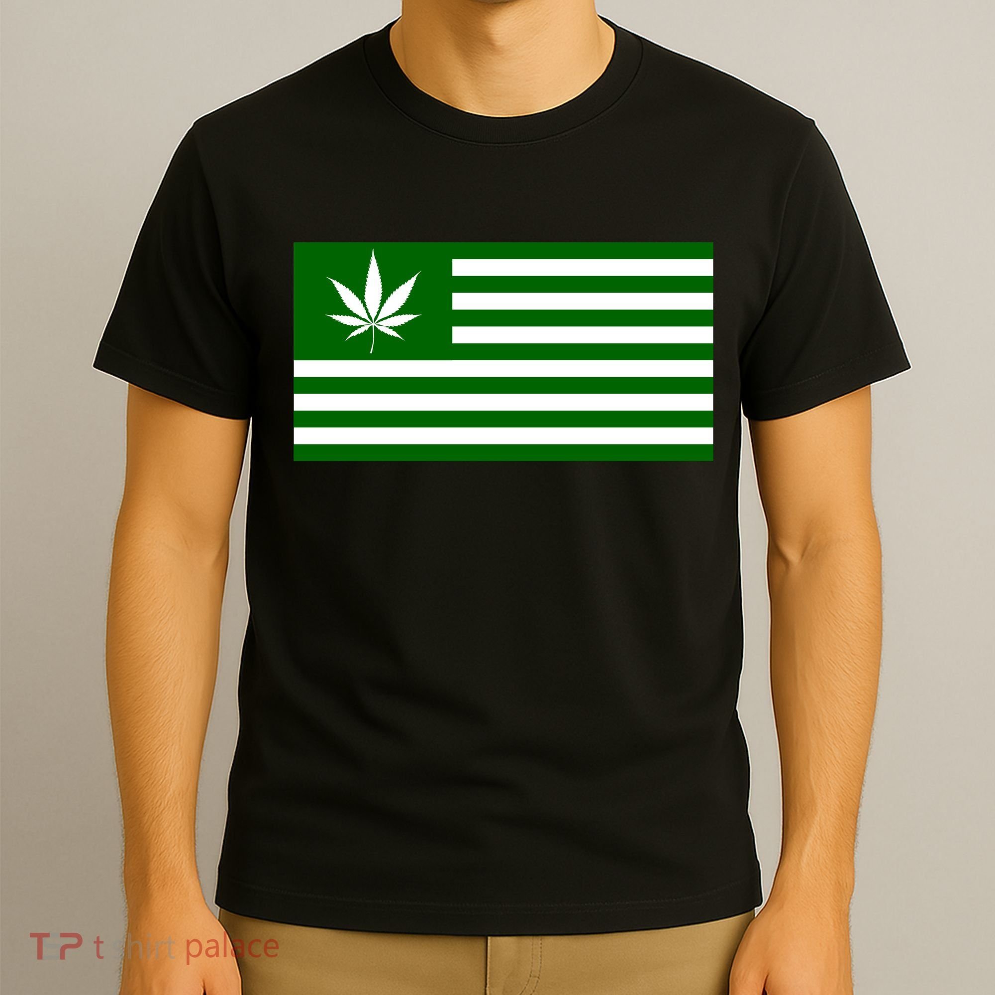 Weed Green America Flag T-Shirt