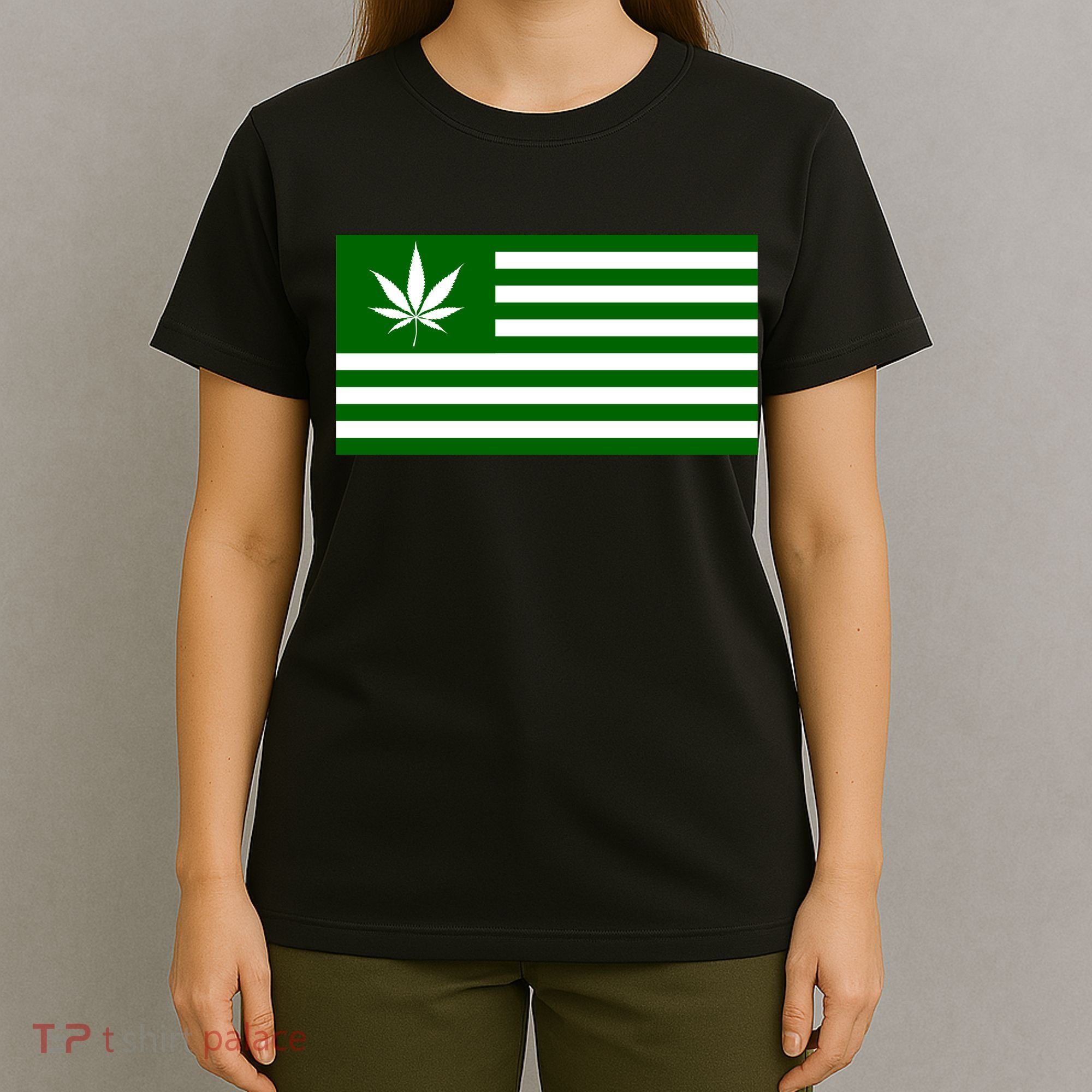 Weed Green America Flag T-Shirt