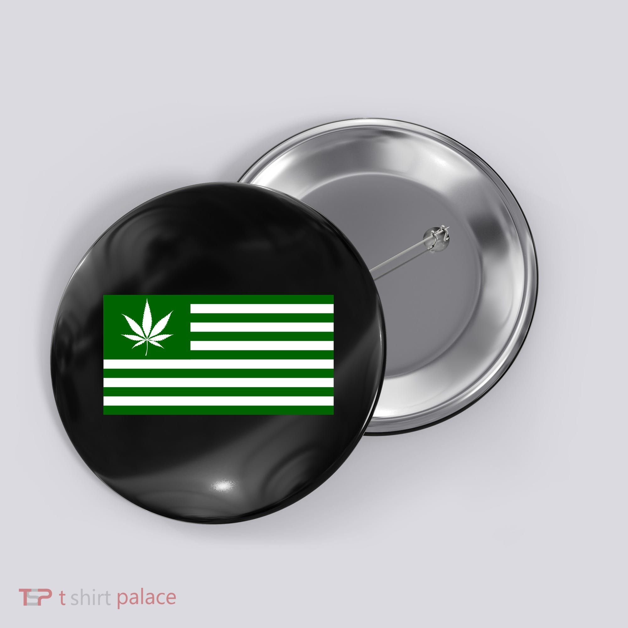 Weed Green America Flag Button
