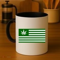 Weed Green America Flag Coffee Mug thumb 4