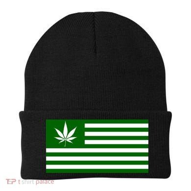 Weed Green America Flag Beanie