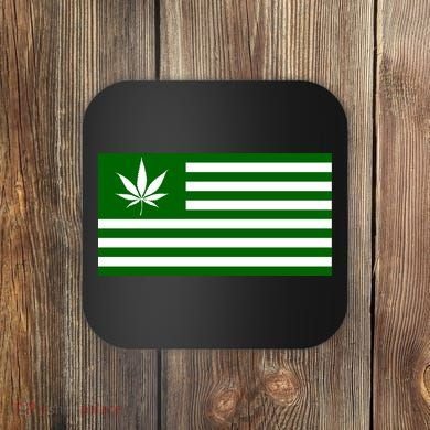 Weed Green America Flag Coaster