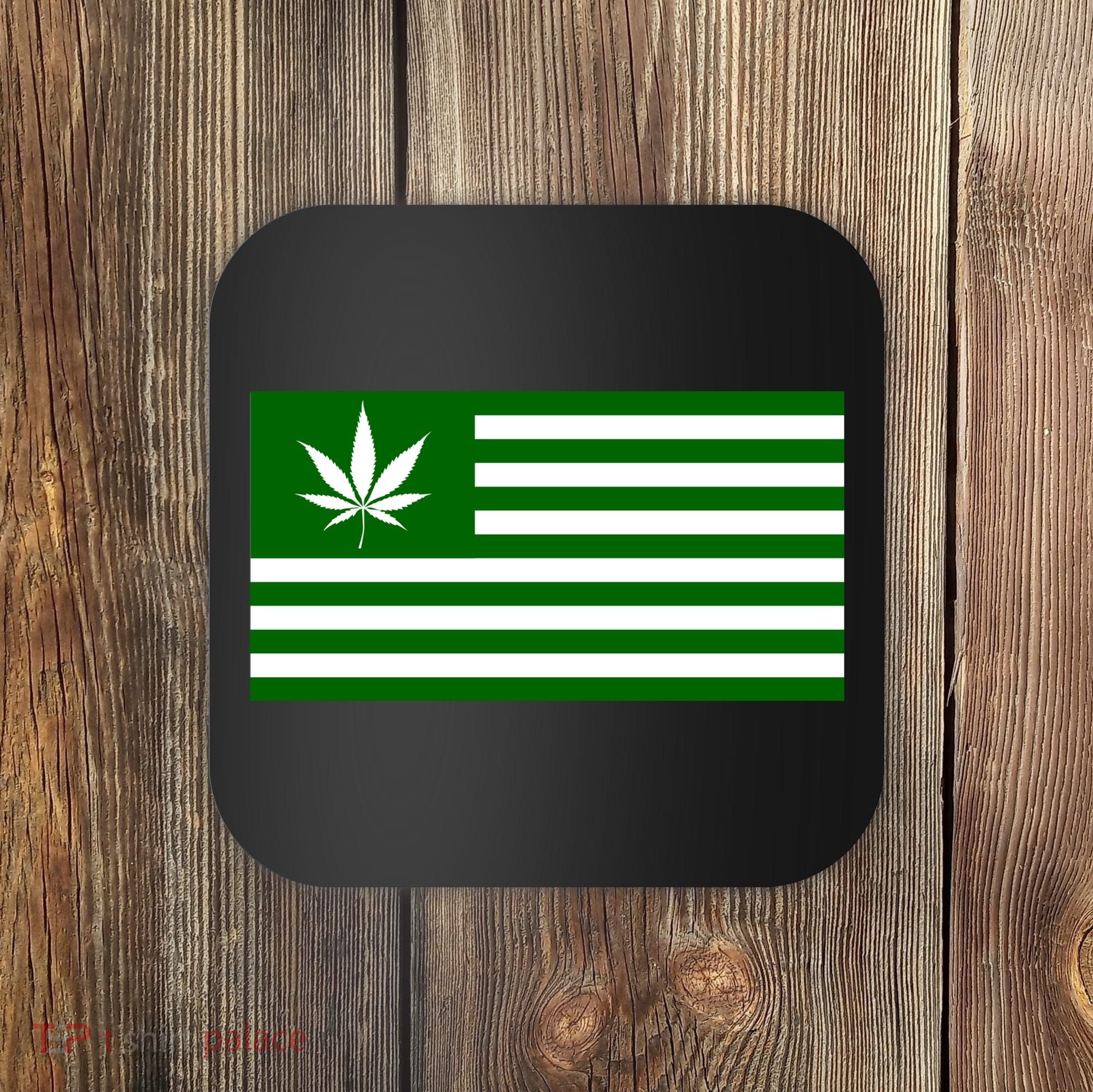 Weed Green America Flag Coaster