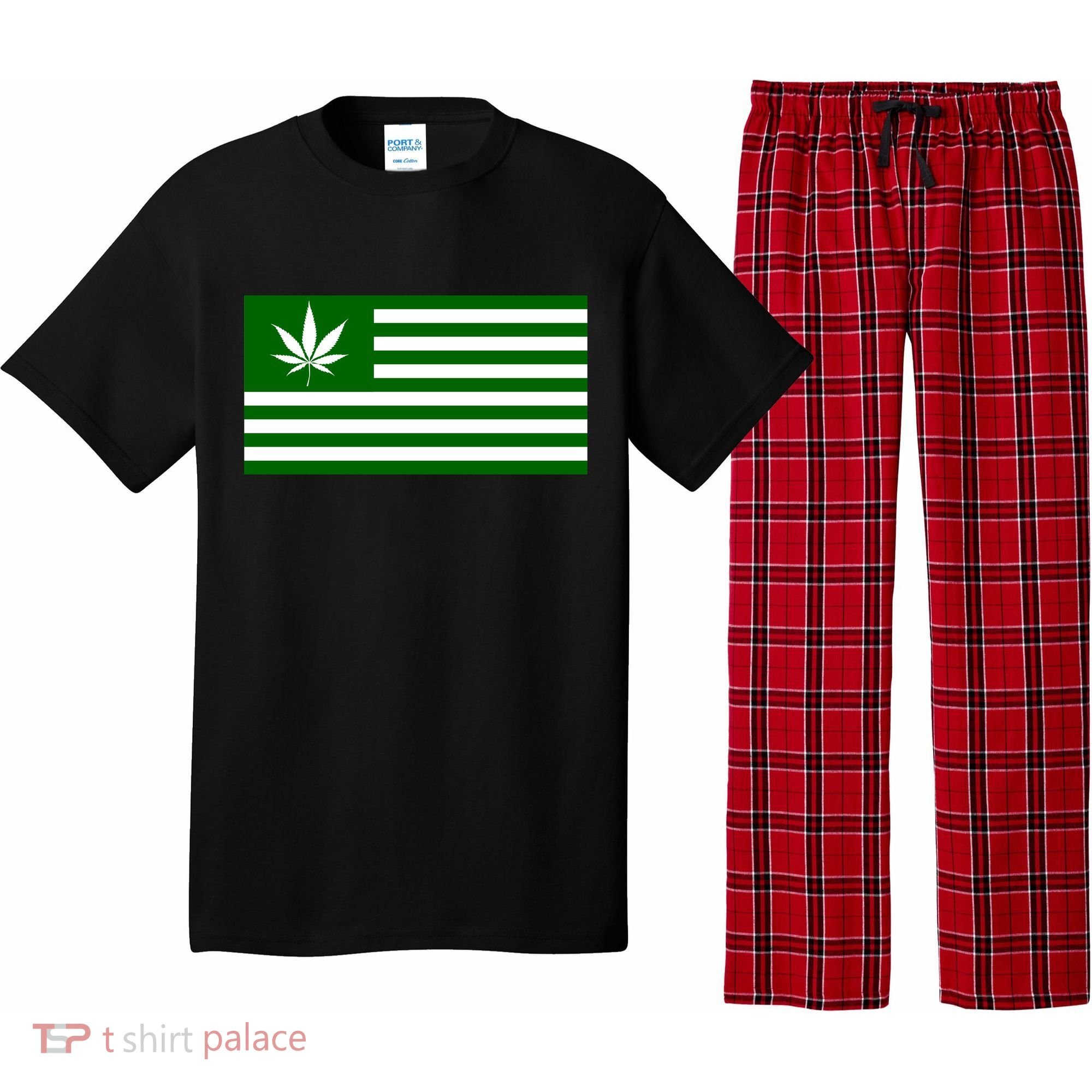 Weed Green America Flag Pajama Set