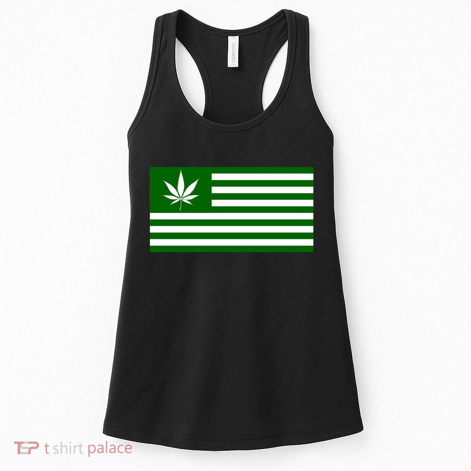 Weed Green America Flag Women's Tank Top