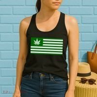 Weed Green America Flag Women's Tank Top thumb 2
