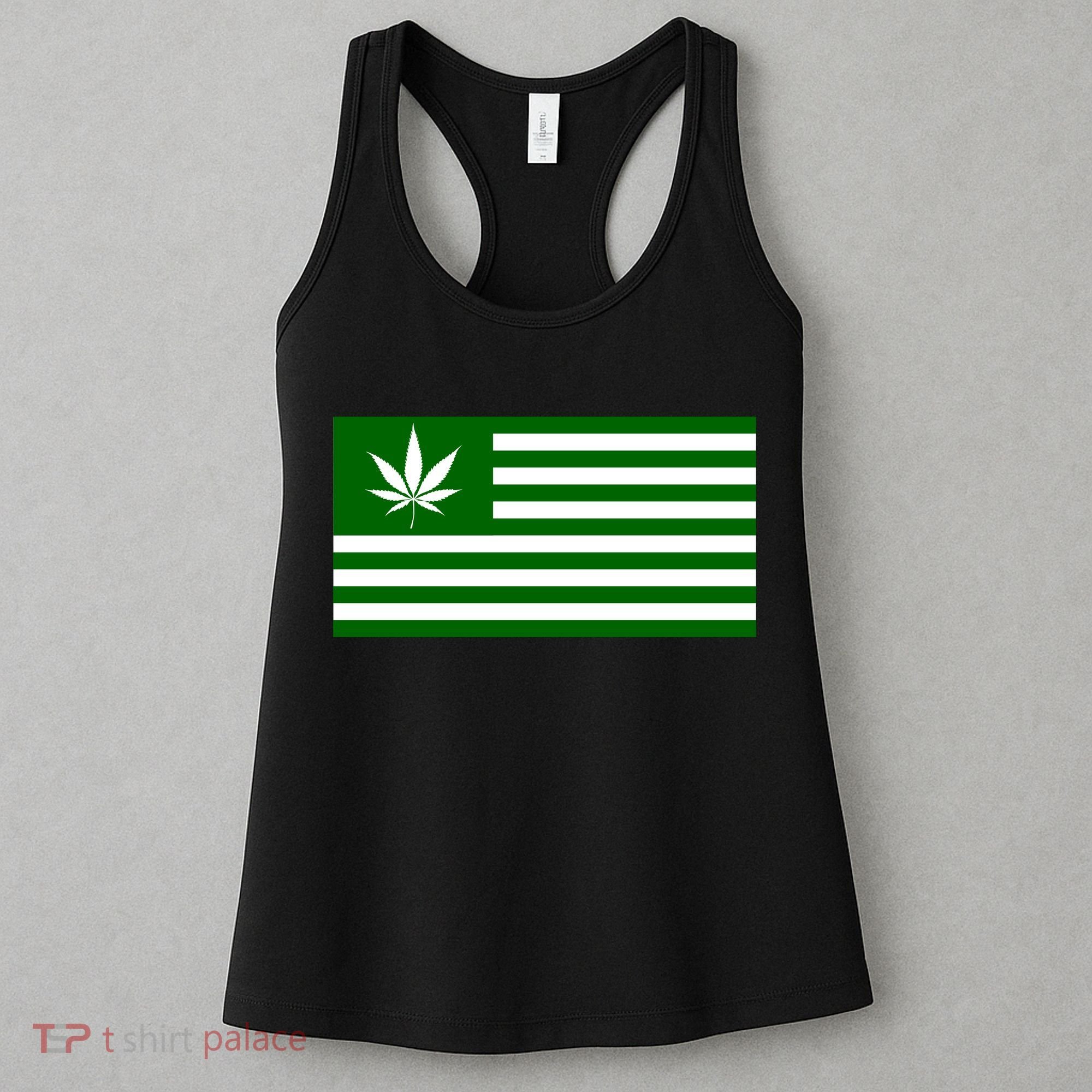 Weed Green America Flag Women's Tank Top