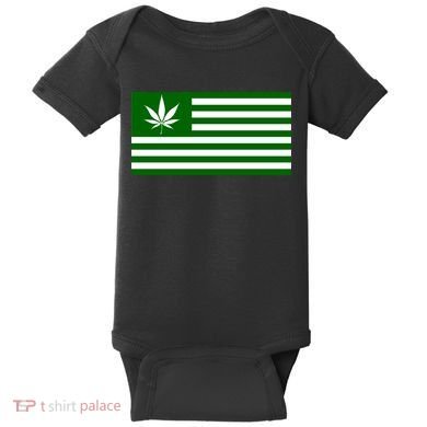 Weed Green America Flag Baby Bodysuit