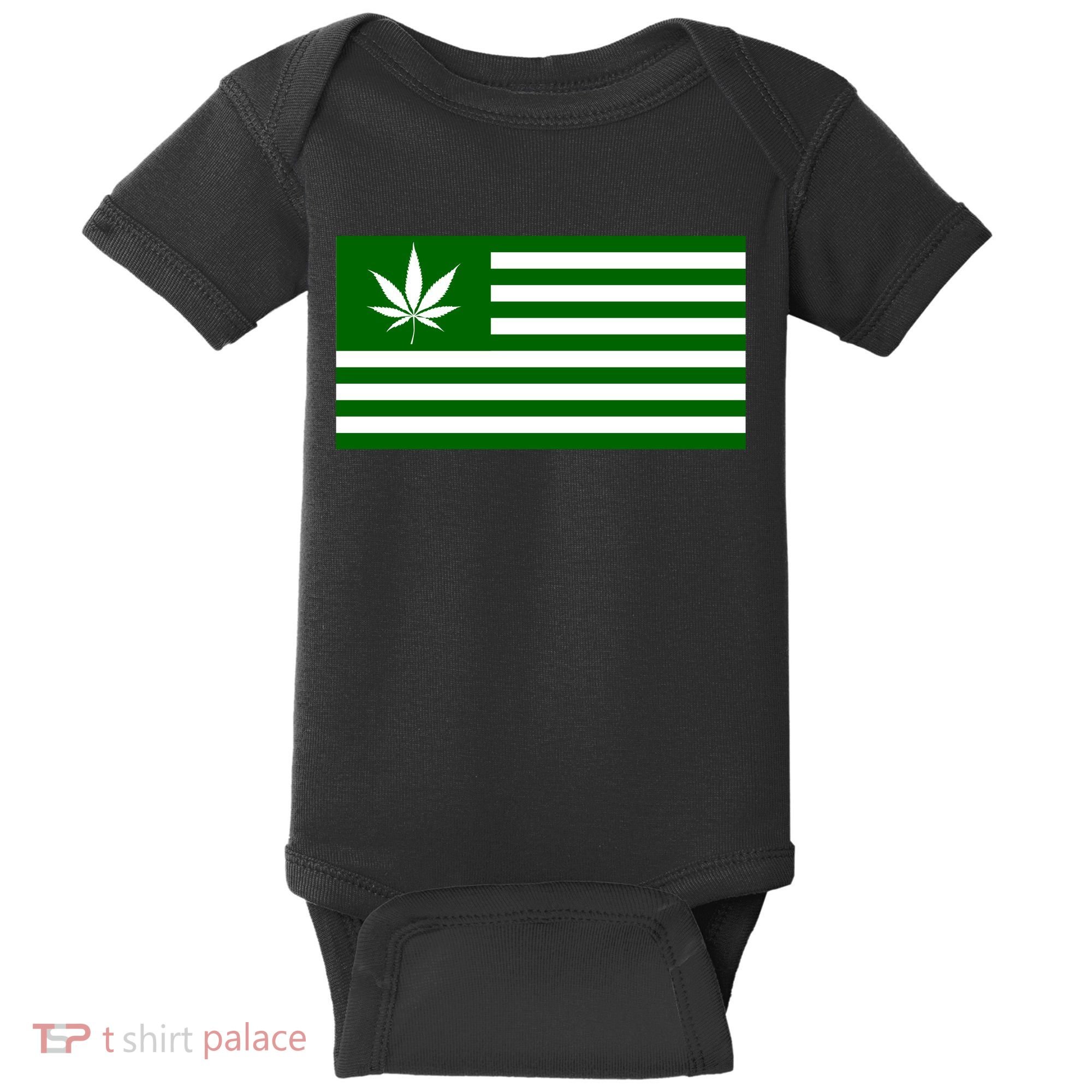 Weed Green America Flag Baby Bodysuit