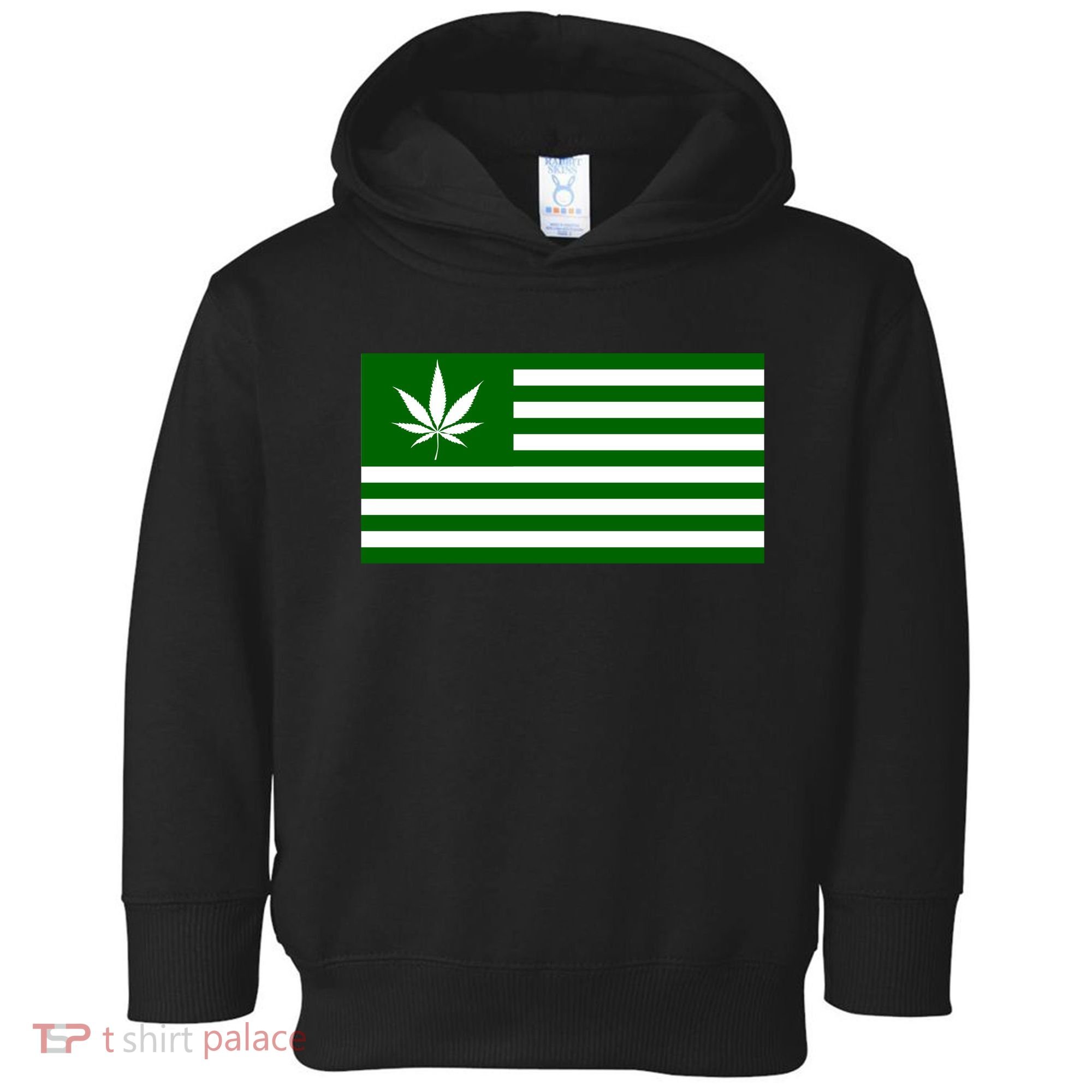 Weed Green America Flag Toddler Hoodie