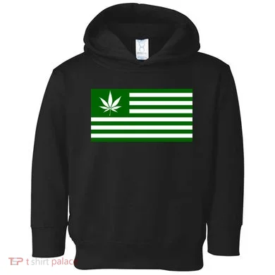 Weed Green America Flag Toddler Hoodie